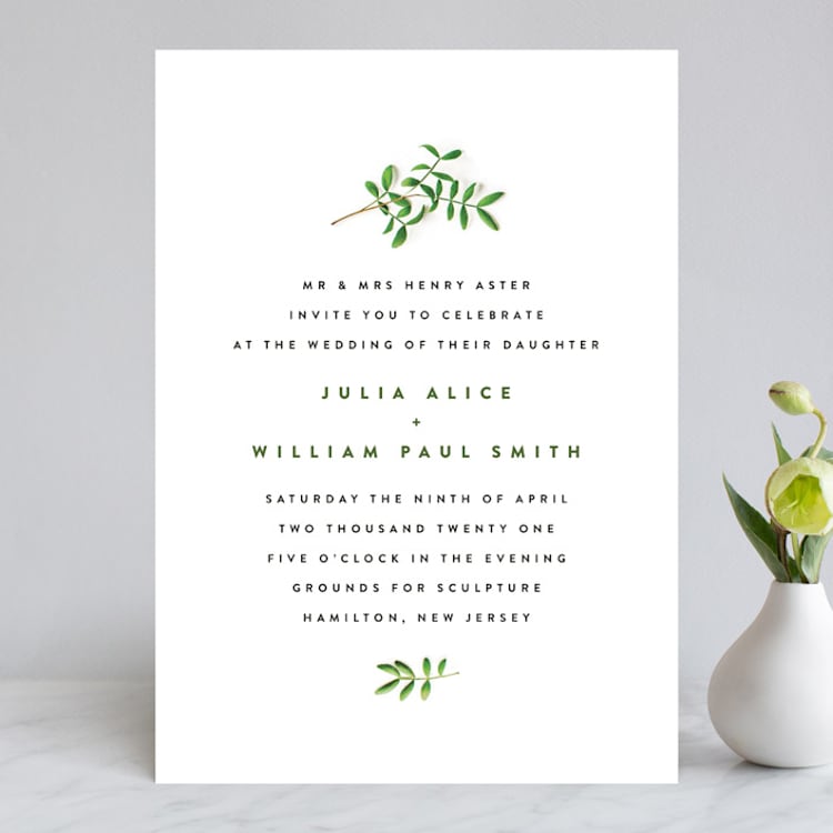 "Leaf Arc" - Wedding Invitations in Sage by Ariel Rutland - Front