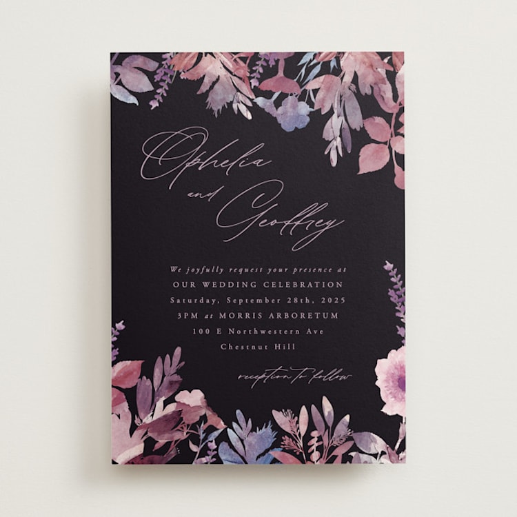 "Romantic Florals" - Wedding Invitations in Violet by Hooray Creative - Front