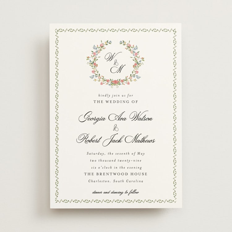 "Monogramed" - Wedding Invitations in Blush by Susan Moyal - Front