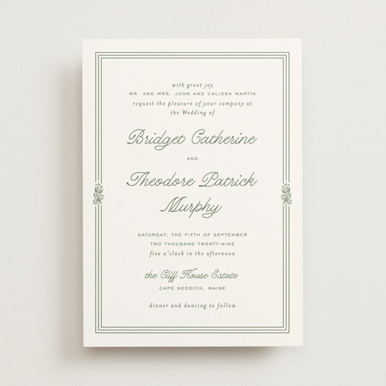 "Court" - Wedding Invitations in Leaf by Kate Ahn - Front