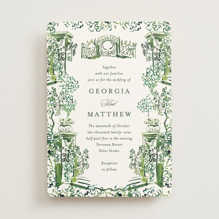 "gates and pillars" - Wedding Invitations in Sap by Becky Nimoy - Front