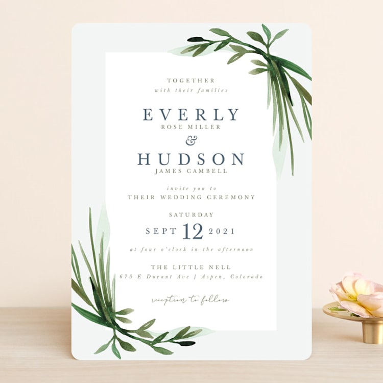 "Botanical Frame" - Wedding Invitations in Fern by Kate Ahn - Front