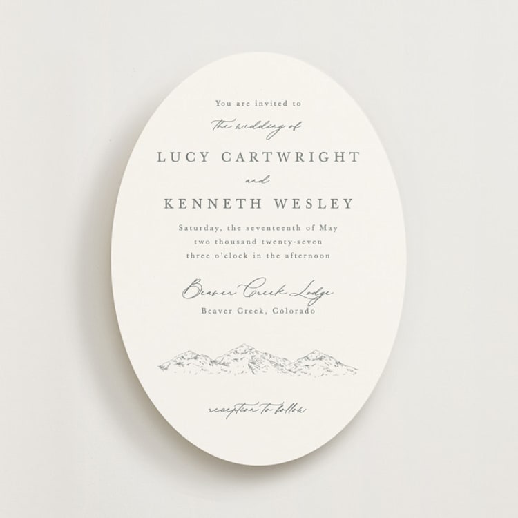 "Mountainview" - Wedding Invitations in Pewter by Sarah Brown - Front