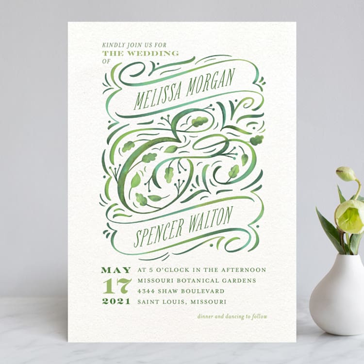 "Growing Ampersand" - Wedding Invitations in Ivory by Laura Bolter - Front