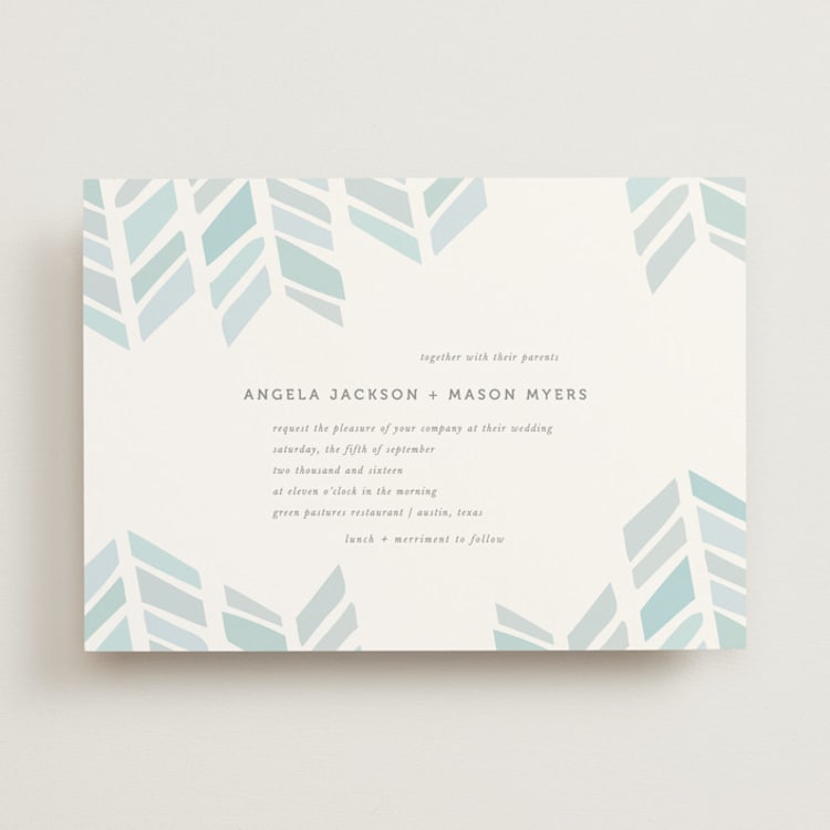 "Arrow Head" - Wedding Invitations in Sky by Erin Hodges - Front