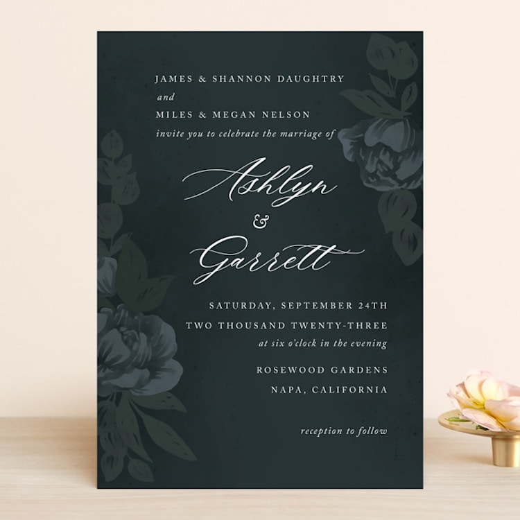 "Peaceful Garden" - Wedding Invitations in Deep Sea by Jill Means - Front