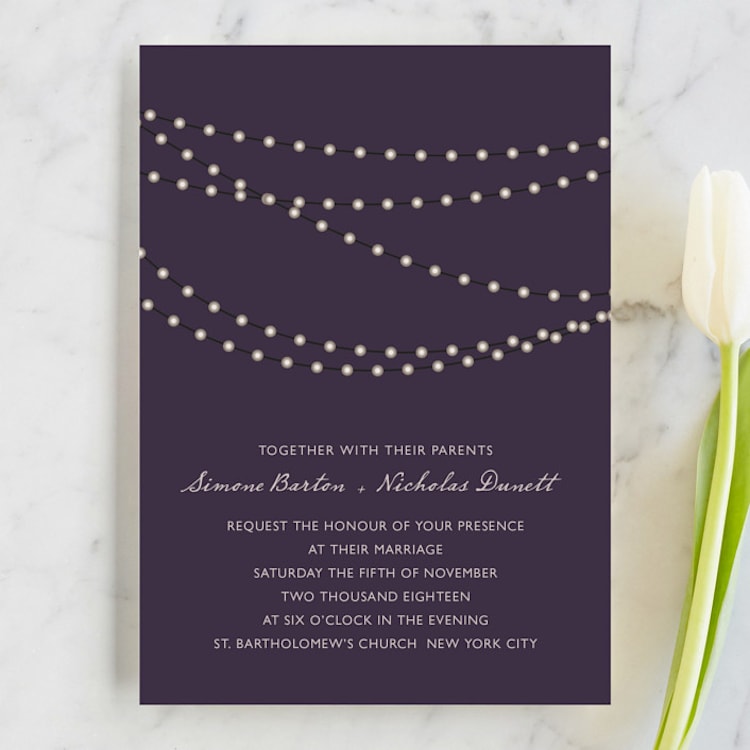 "Midnight Vineyard" - Wedding Invitations in Deep Eggplant by Design Lotus - Front