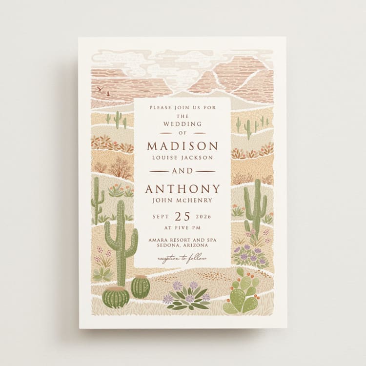 "Westward" - Wedding Invitations in Red Rock by Paper Sun Studio - Front