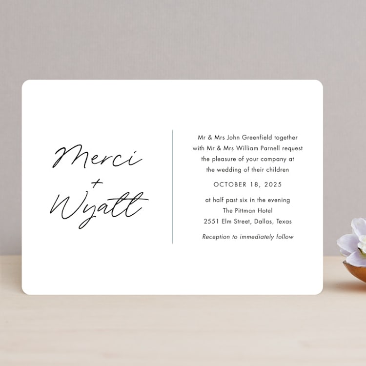 "Postale" - Wedding Invitations in Ebony by Ann Gardner - Front