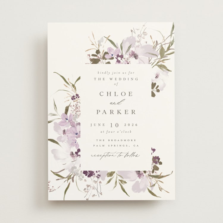 "Meadow Burst" - Wedding Invitations in Lilac by Grace Kreinbrink - Front