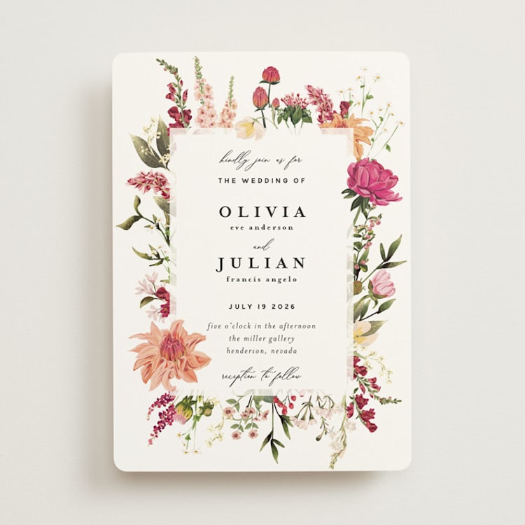 "Lush" - Wedding Invitations in Magenta by Susan Moyal - Front