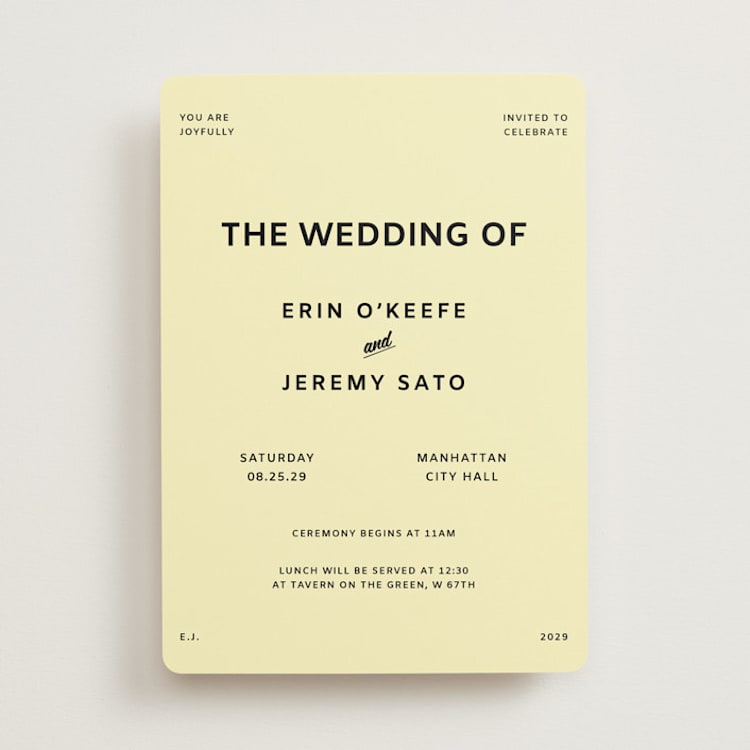"Courthouse" - Wedding Invitations in Butter by Studio Suku - Front