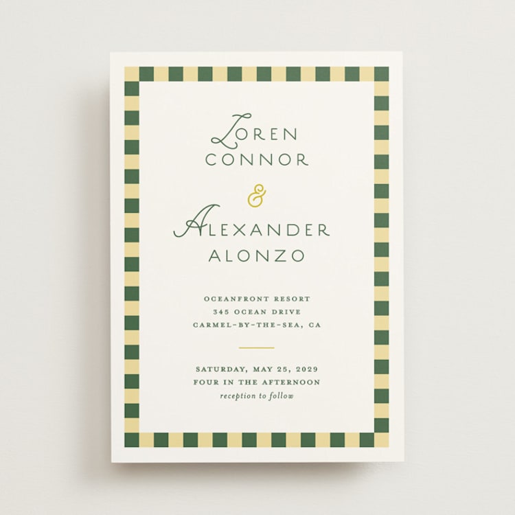 "grid" - Wedding Invitations in Citrus by Angela Quan - Front