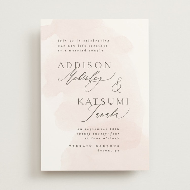 "Softly Layered" - Wedding Invitations in Blush by Everett Paper Goods - Front