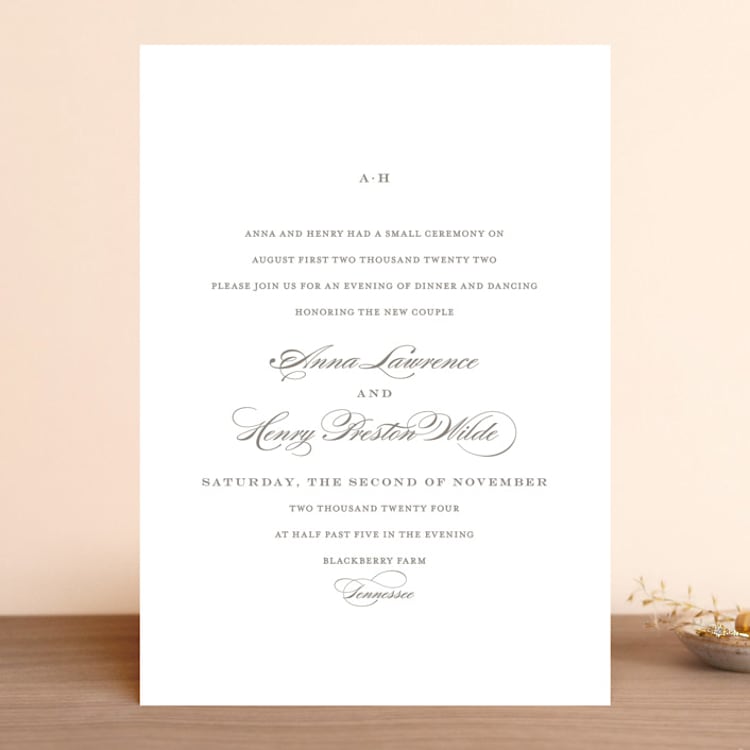 "Field" - Wedding Invitations in Ash by Megan Davis - Front