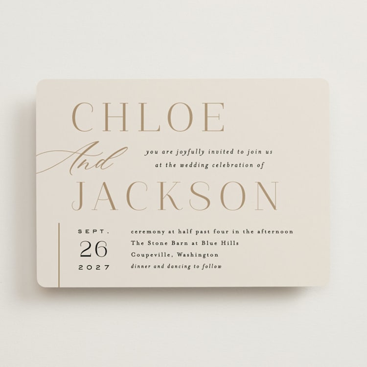 "Left Stack" - Wedding Invitations in Vanilla by Alethea and Ruth - Front