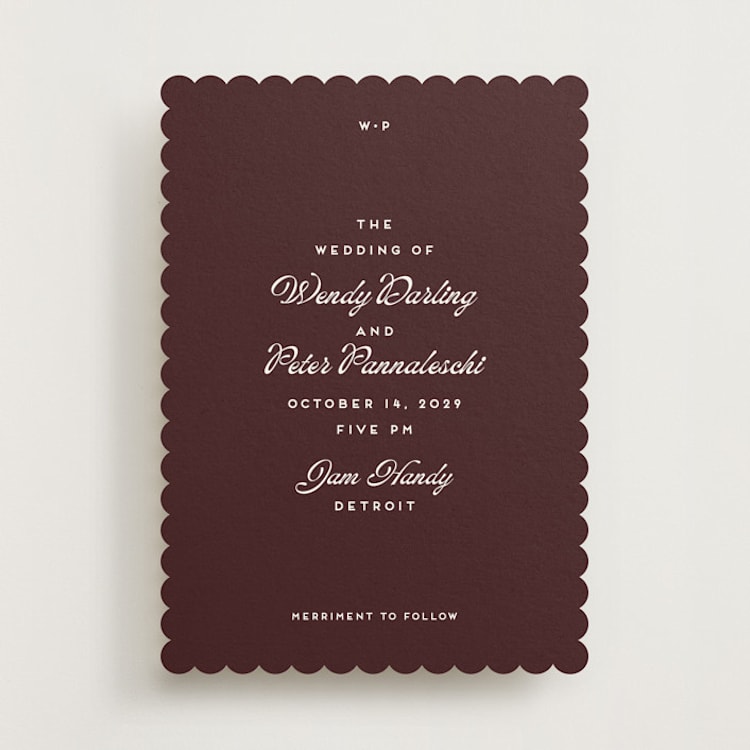 "Penumbra" - Wedding Invitations in Garnet by Snow and Ivy - Front