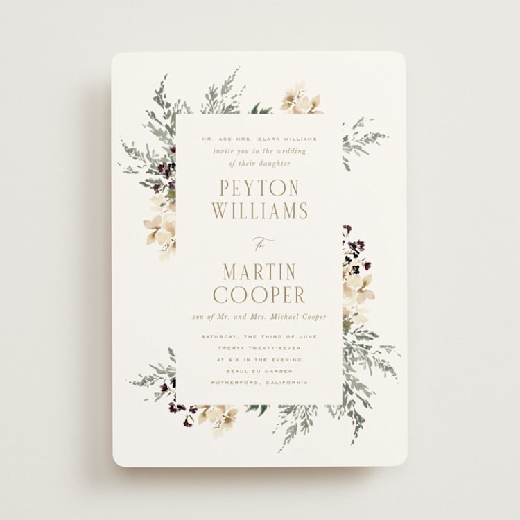 "Sprigs of Joy" - Wedding Invitations in Pearl by Leah Bisch - Front
