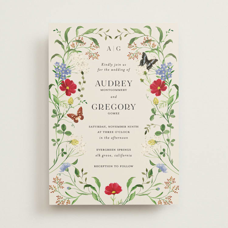 "Wild meadow" - Wedding Invitations in Elder Flower by Sarah Knight - Front