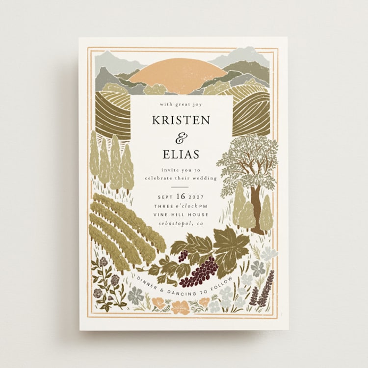 "Valley of the Moon" - Wedding Invitations in Sage by Shiny Penny Studio - Front
