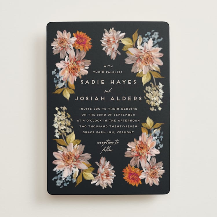 "Dahlia Season" - Wedding Invitations in Navy by Olivia Kanaley Inman - Front