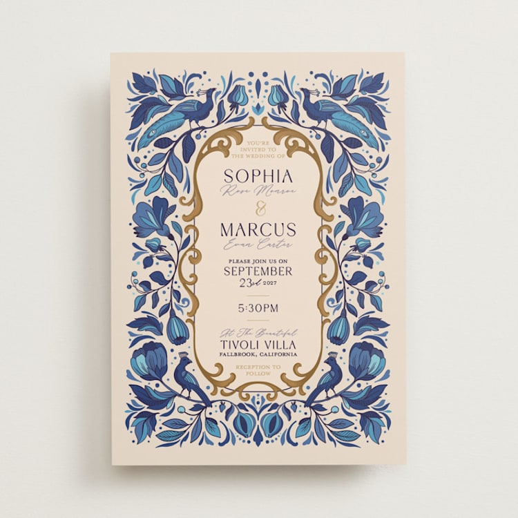"Gilded" - Wedding Invitations in Cerulean by GeekInk Design - Front