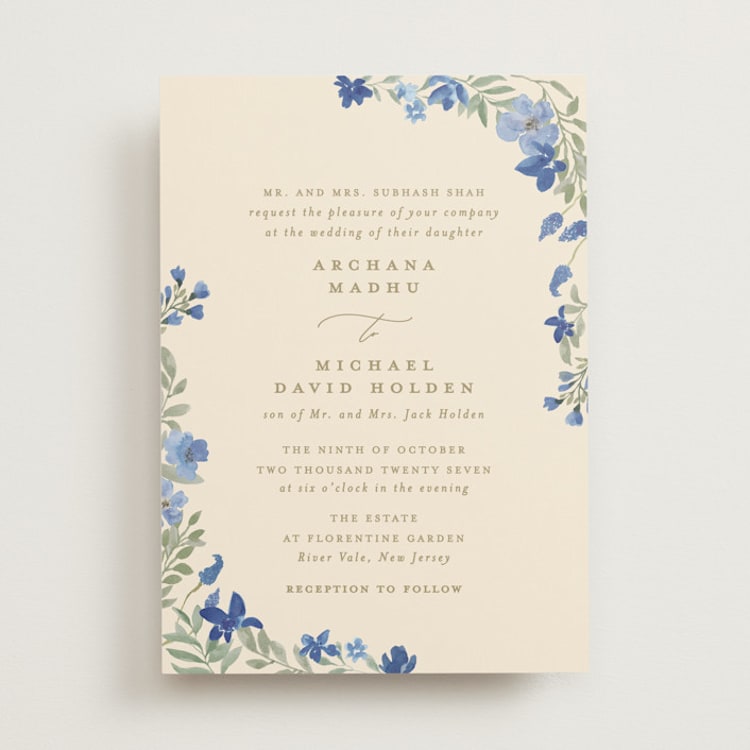"Nilgiri" - Wedding Invitations in Blueberry by Creo Study - Front