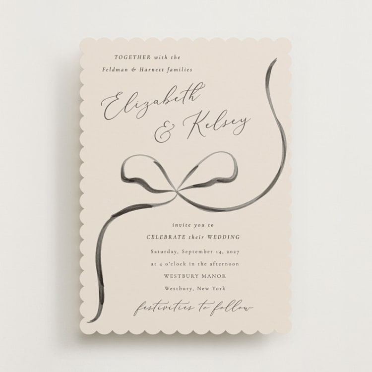 "Bow" - Wedding Invitations in Tuxedo by Corinne Malesic - Front