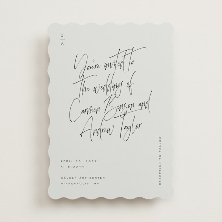 "Signature Script" - Wedding Invitations in Mint by Michelle Taylor - Front