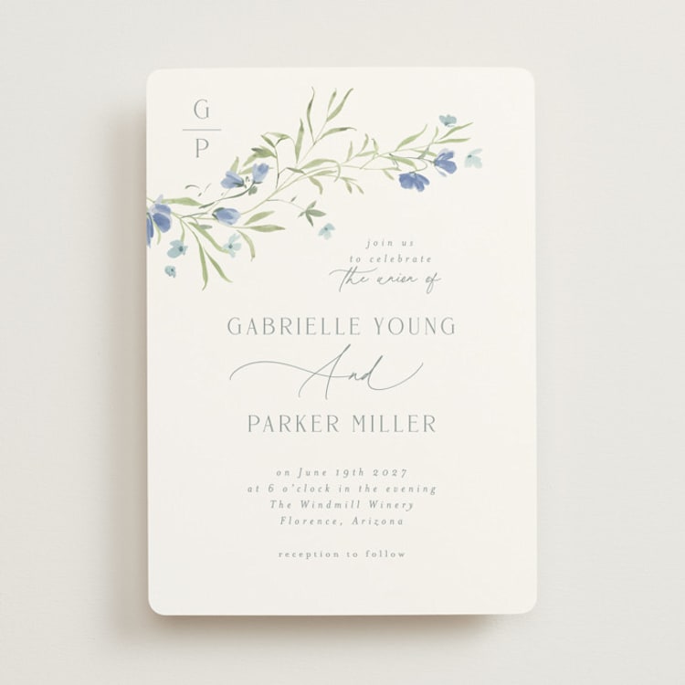 "Sweeping Meadow" - Wedding Invitations in Aquamarine by Everett Paper Goods - Front