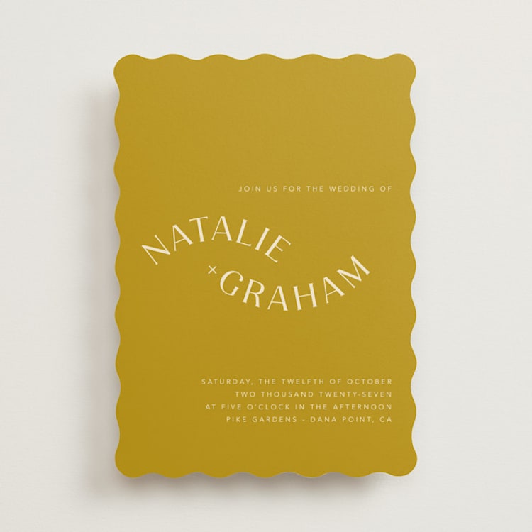 "Swoop" - Wedding Invitations in Marigold by Stacey Day - Front