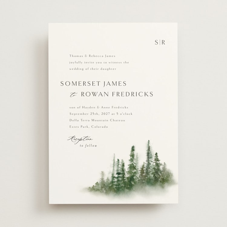 "Somerset" - Wedding Invitations in Evergreen by Melanie Kosuge - Front