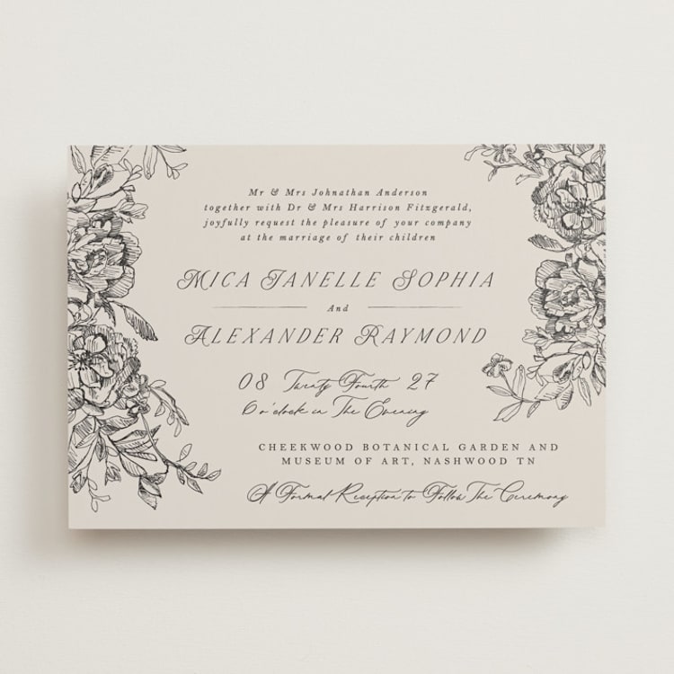 "etched floral" - Wedding Invitations in Stone by Phrosné Barwood - Front