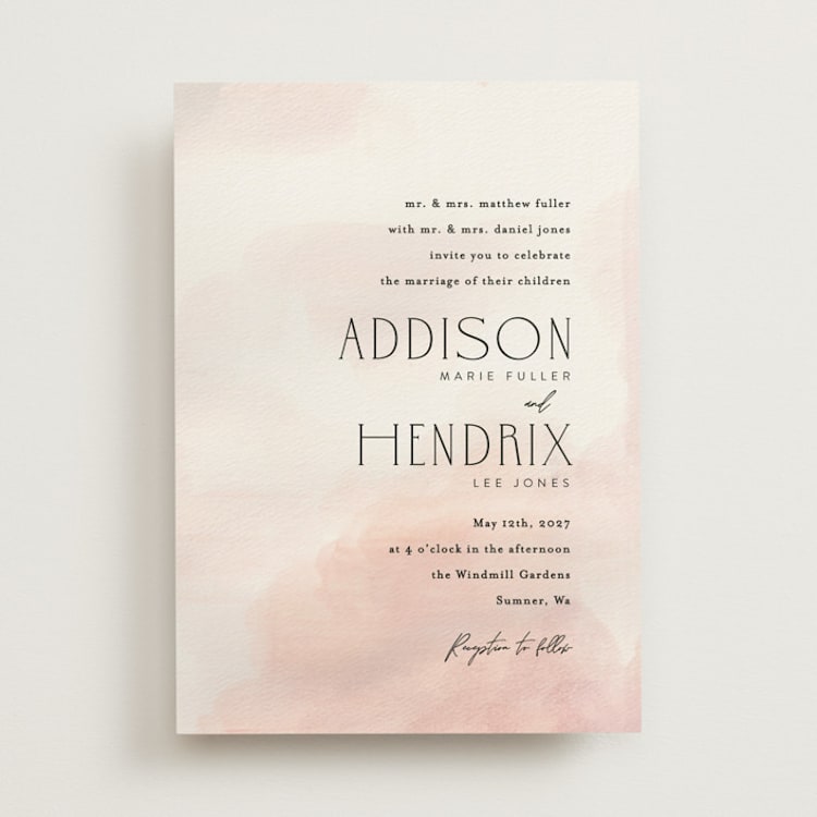 "First light" - Wedding Invitations in Blush by Itsy Belle Studio - Front