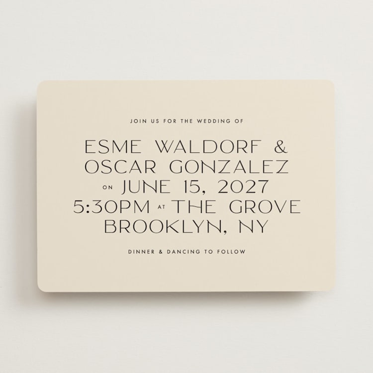 "Brooklyn" - Wedding Invitations in Cream by Ellen Schlegelmilch - Front