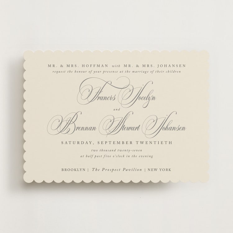 "Wonderful Tonight" - Wedding Invitations in Oreo Creme by Design Lotus - Front