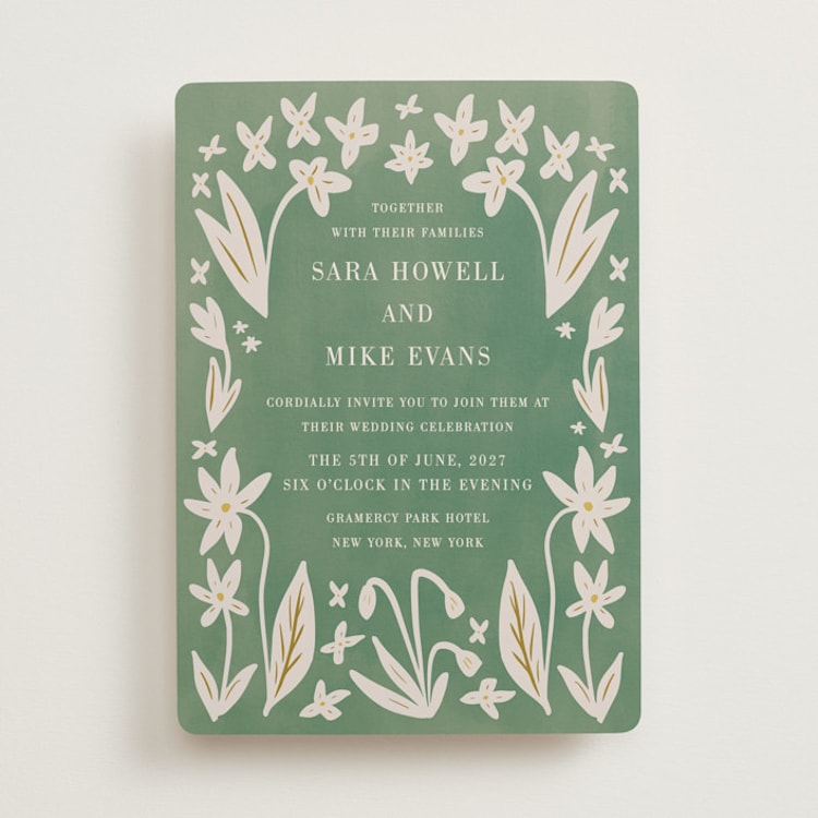 "Friendly Flowers" - Wedding Invitations in Emerald by Ani Somi - Front