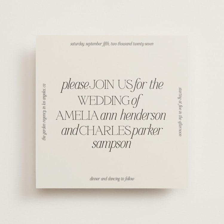 "Modernique" - Wedding Invitations in Stone by Ashlee Townsend - Front