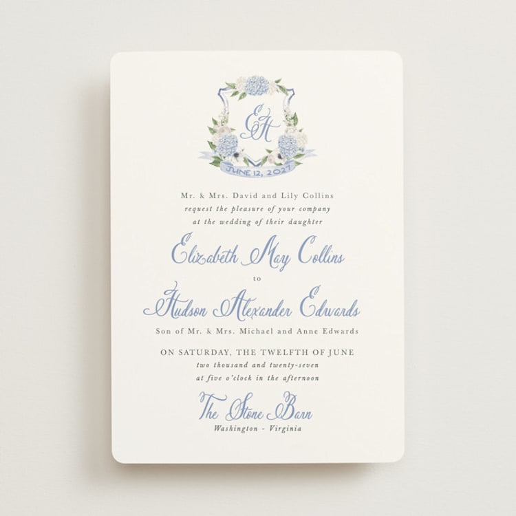 "Sweethearts" - Wedding Invitations in Periwinkle by Design Lotus - Front