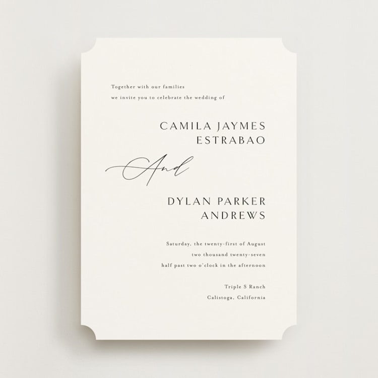 "Graceful" - Wedding Invitations in Onyx by Jennifer Postorino - Front