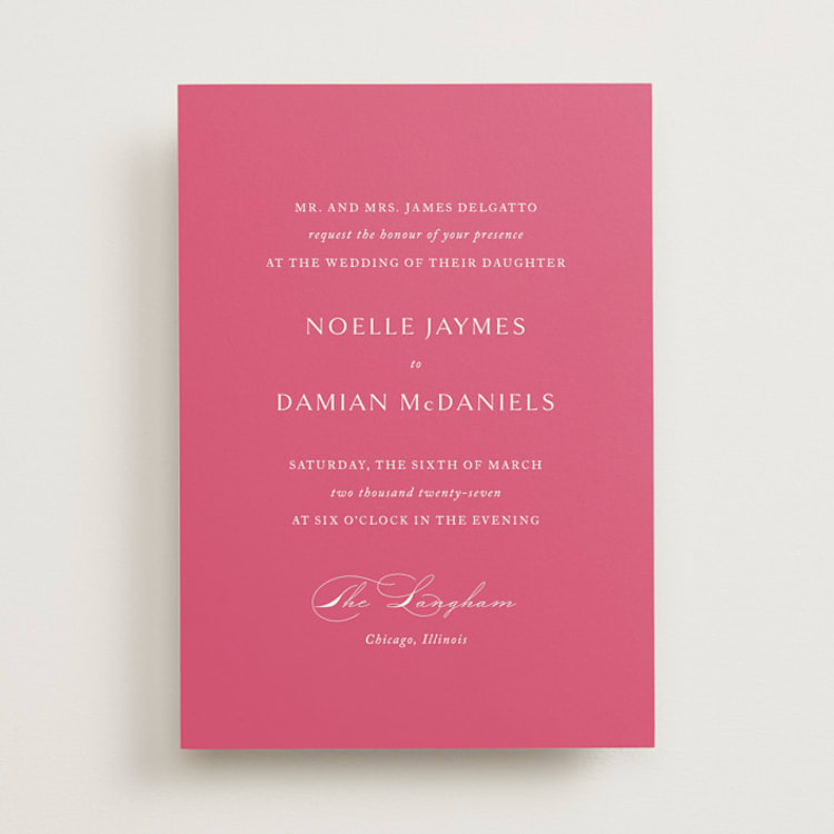 "Everlasting" - Wedding Invitations in Carnation by Jennifer Postorino - Front