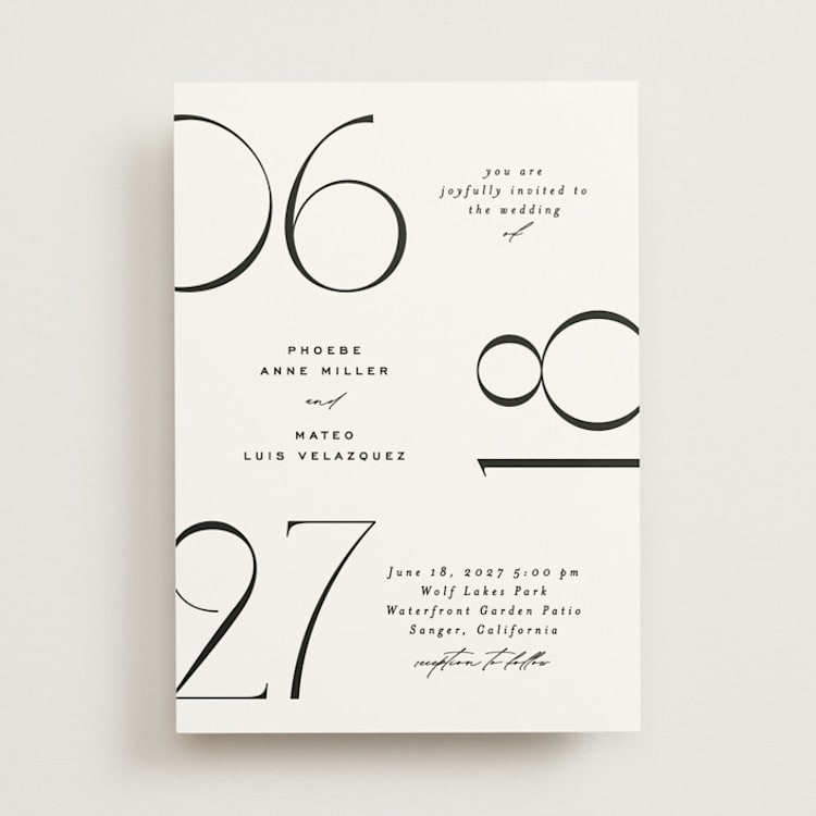 "Numerical" - Wedding Invitations in Lily by Owl and Toad - Front