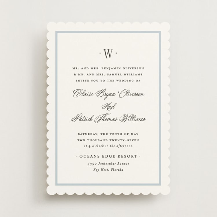 "Dotted Classic" - Wedding Invitations in Hydrangea by Carolyn MacLaren - Front