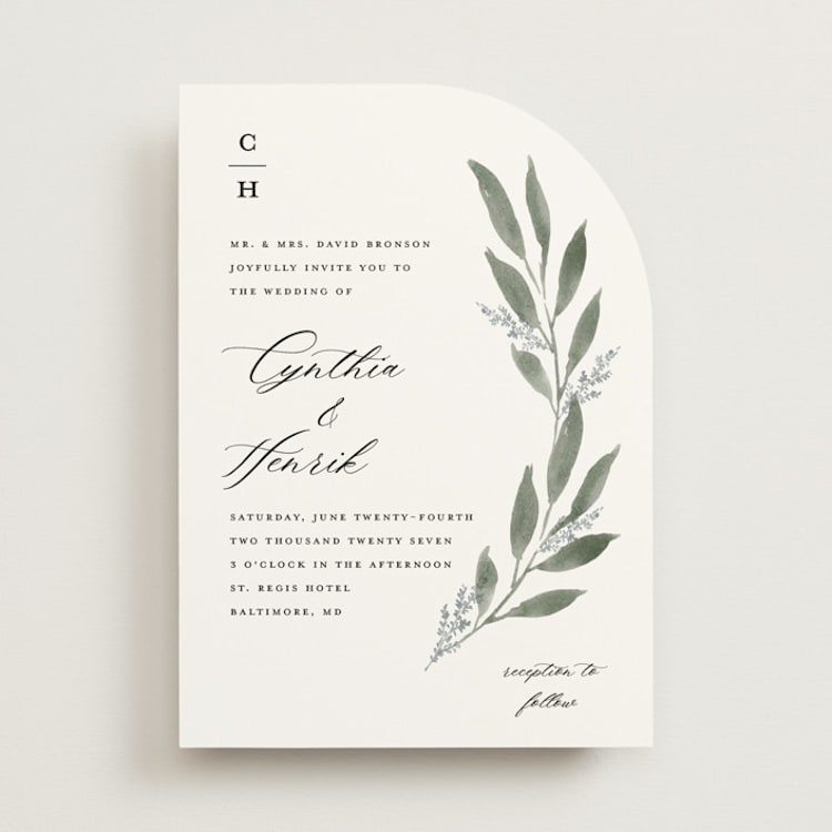 "Pressed Foliage" - Wedding Invitations in Heather by Stacey Meacham - Front
