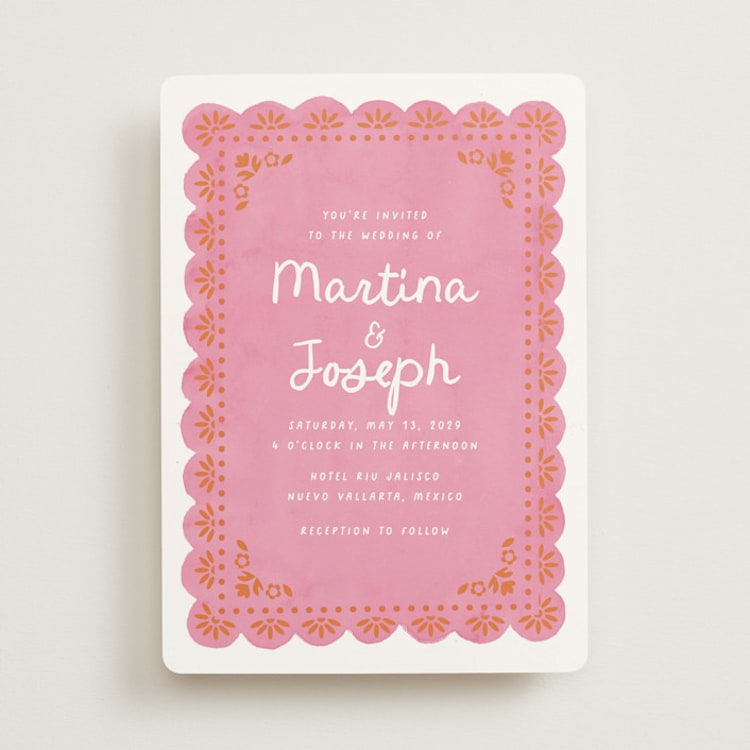 "Vienes" - Wedding Invitations in Carnation by Itsy Belle Studio - Front