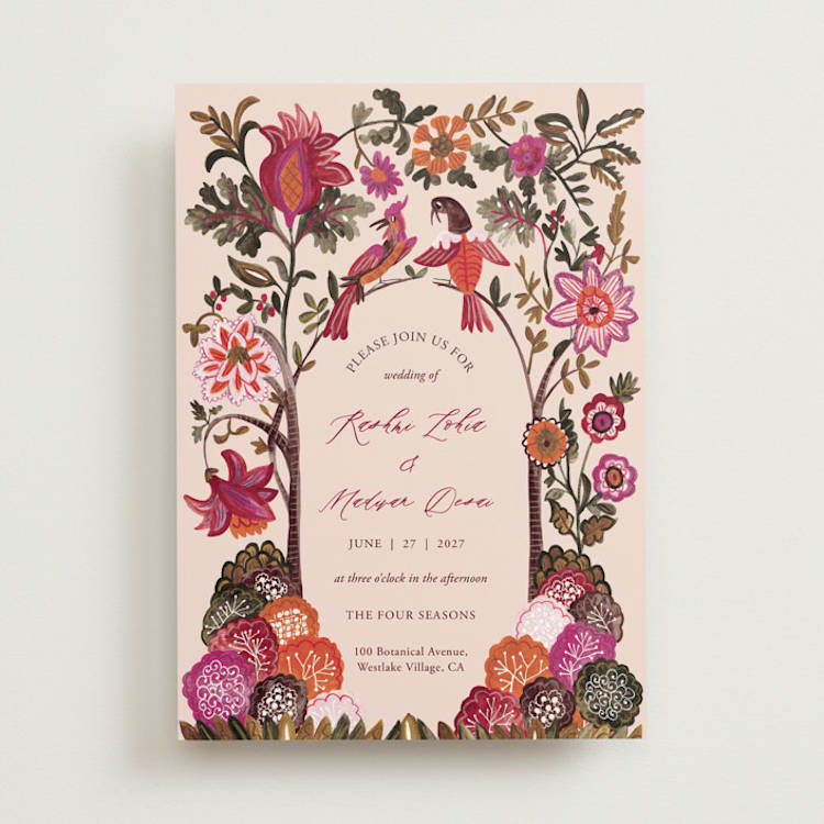"Indian floral chintz lush" - Wedding Invitations in Ivory by Caroline Bonne Muller - Front