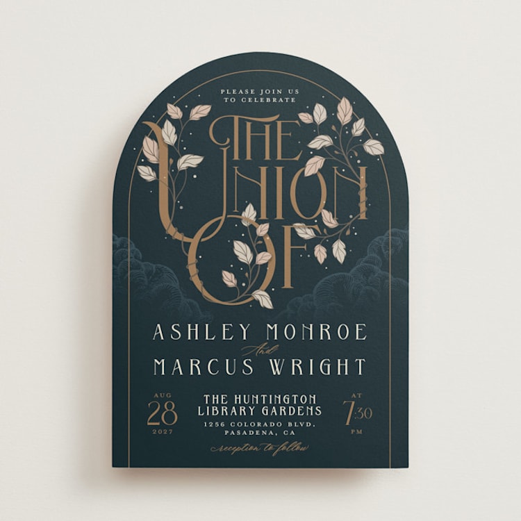 "Deco Garden" - Wedding Invitations in Dusk by GeekInk Design - Front