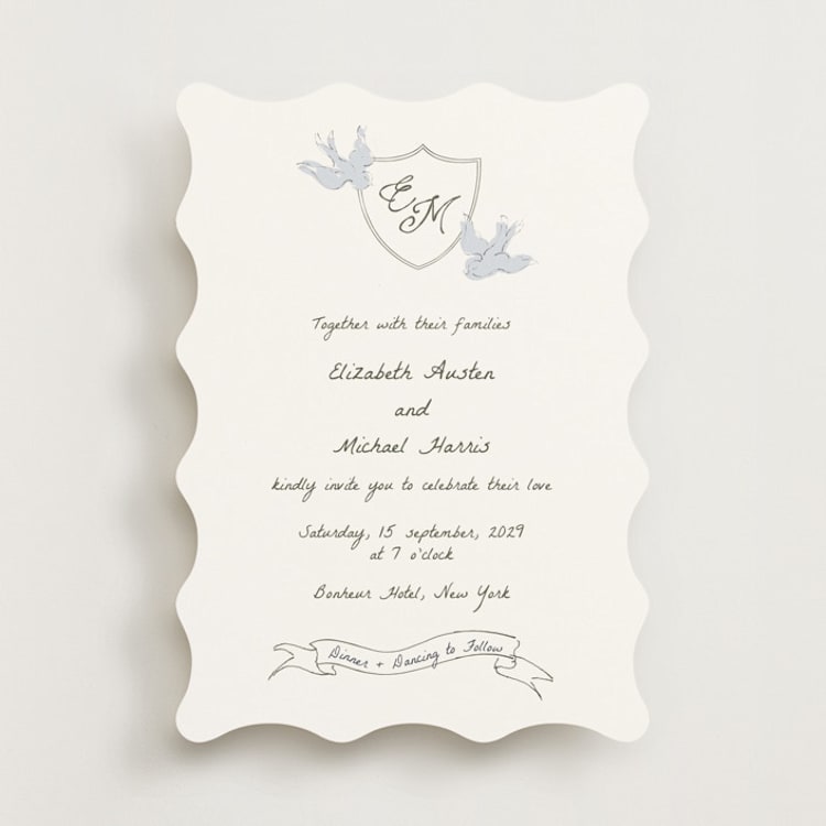 "Birds of Paradise" - Wedding Invitations in Cloud by Helena Vitto - Front