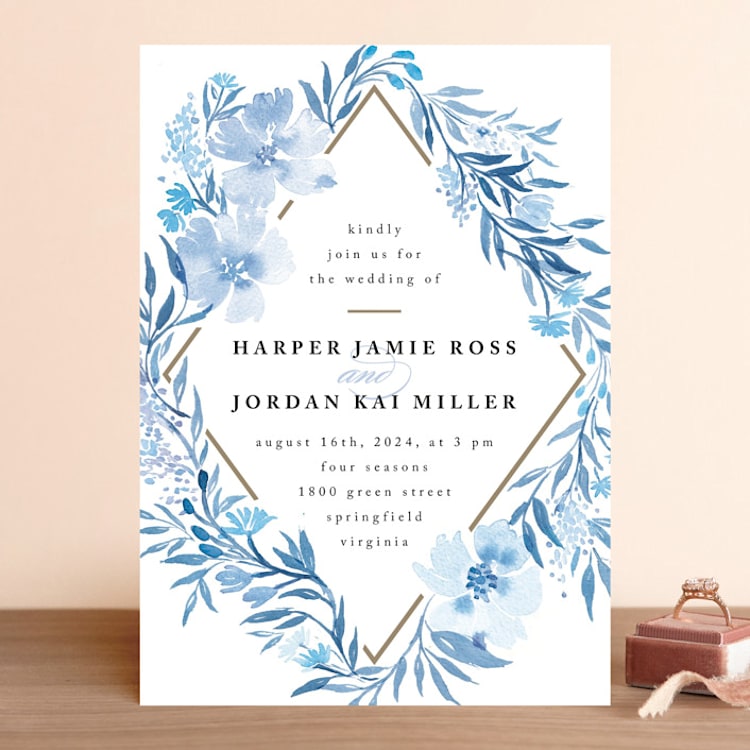 "Poetic Blue" - Wedding Invitations in Sky by Qing Ji - Front