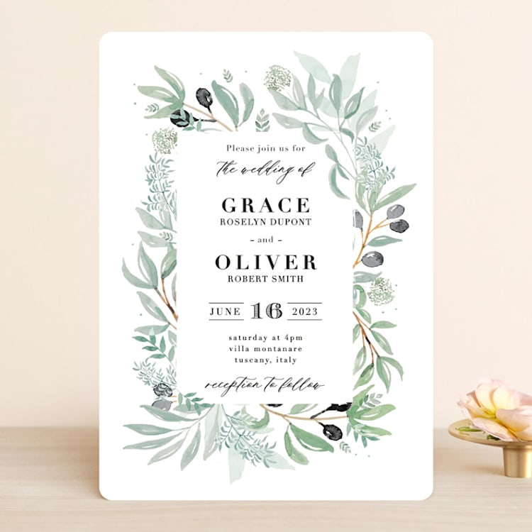 "Olivier" - Wedding Invitations in Olive by Bonjour Paper - Front